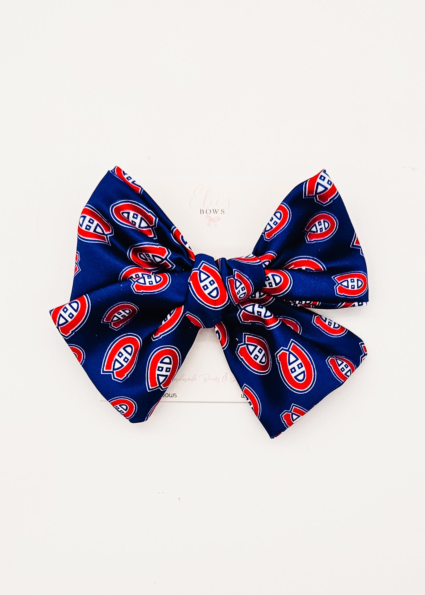 Blue Habs - Fabric Bow - 4"