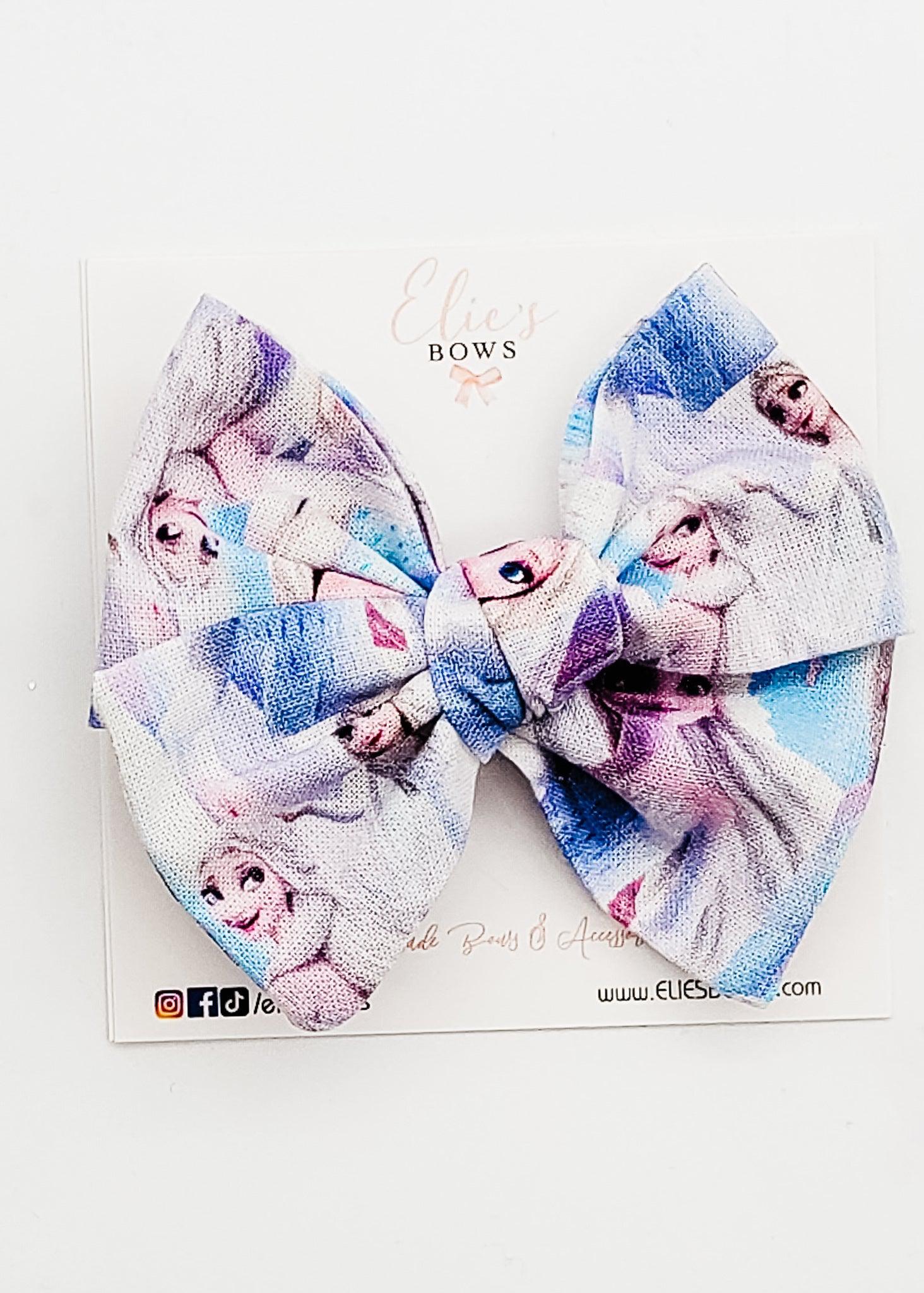 Snow Queen - Elie Fabric Bow - 3.5"-Bows-Elie’s Bows