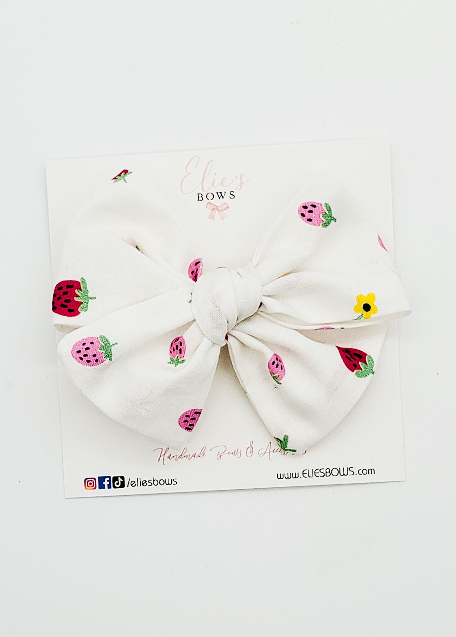 Strawberries - Elie - Fabric Bow - 3.5"-Bows-Elie’s Bows