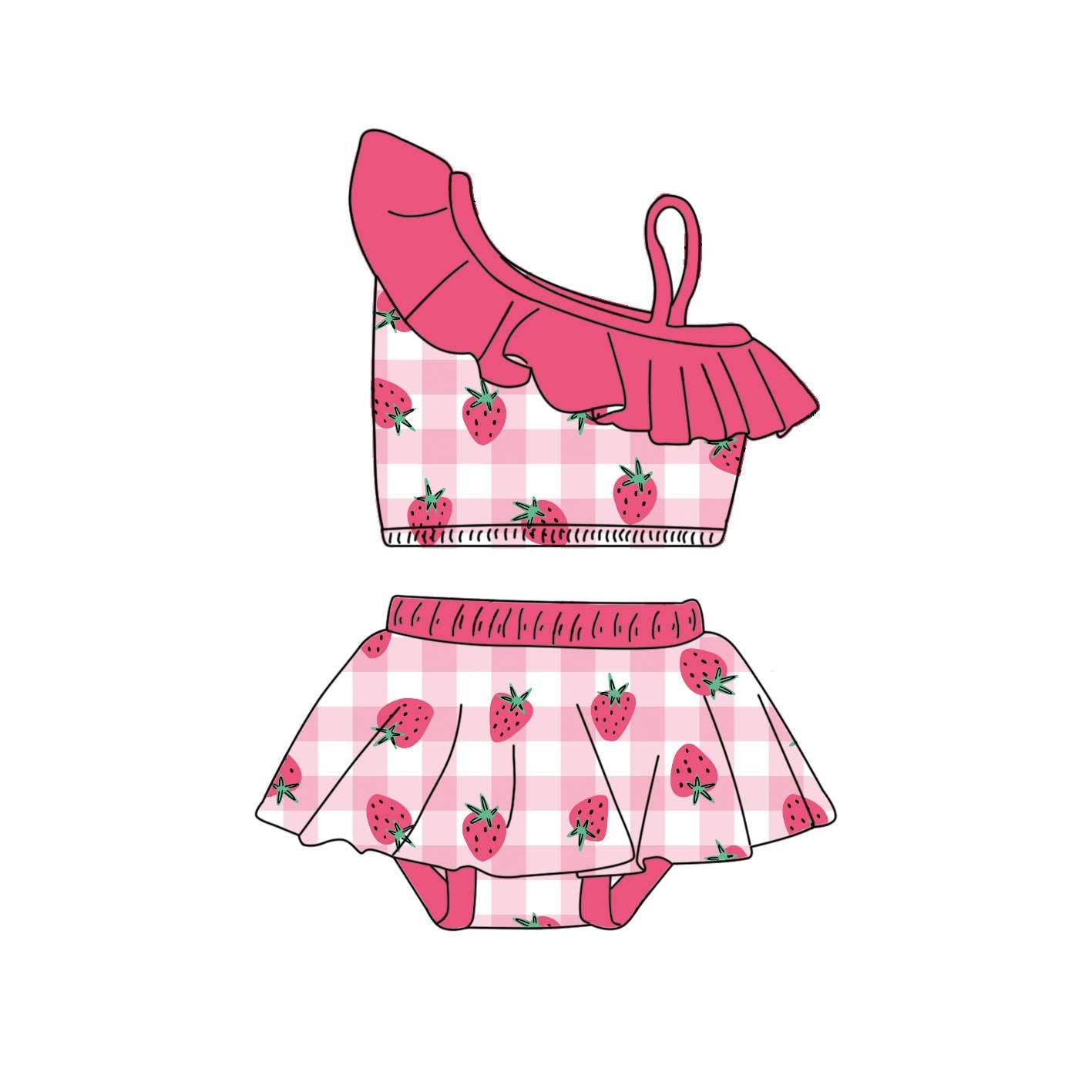 Strawberry - 2 Piece bathing suit PRE-ORDER-Bathing suits-Elie’s Bows