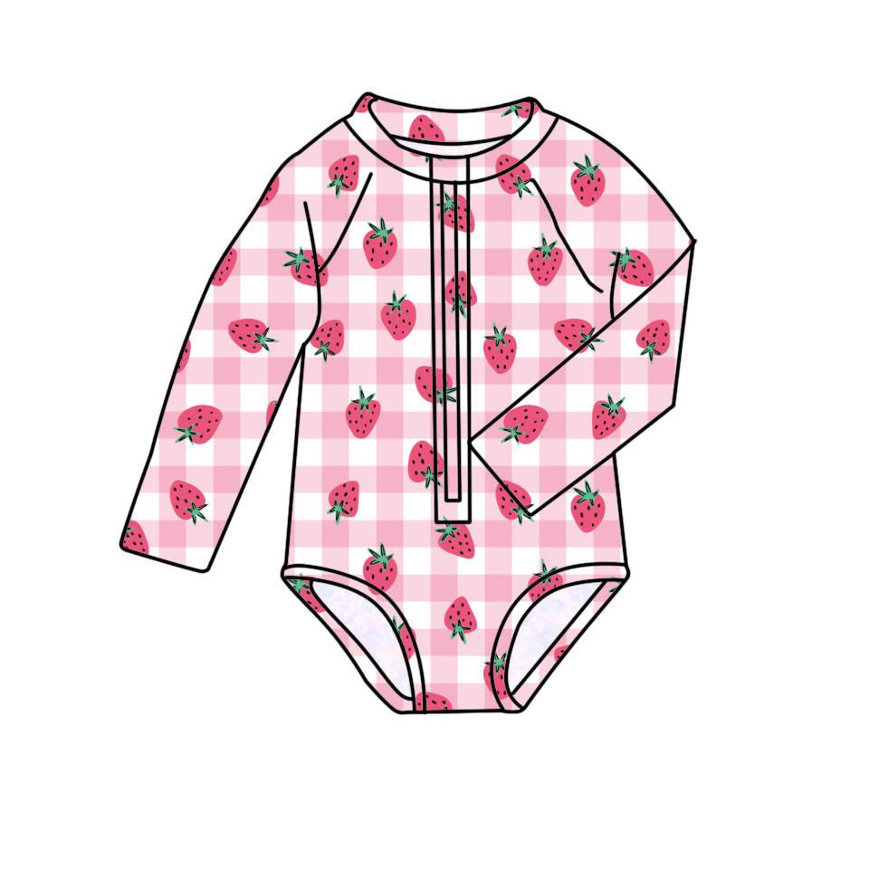 Strawberry - One Piece Twist Bathing Suit PRE-ORDER-Bathing suits-Elie’s Bows