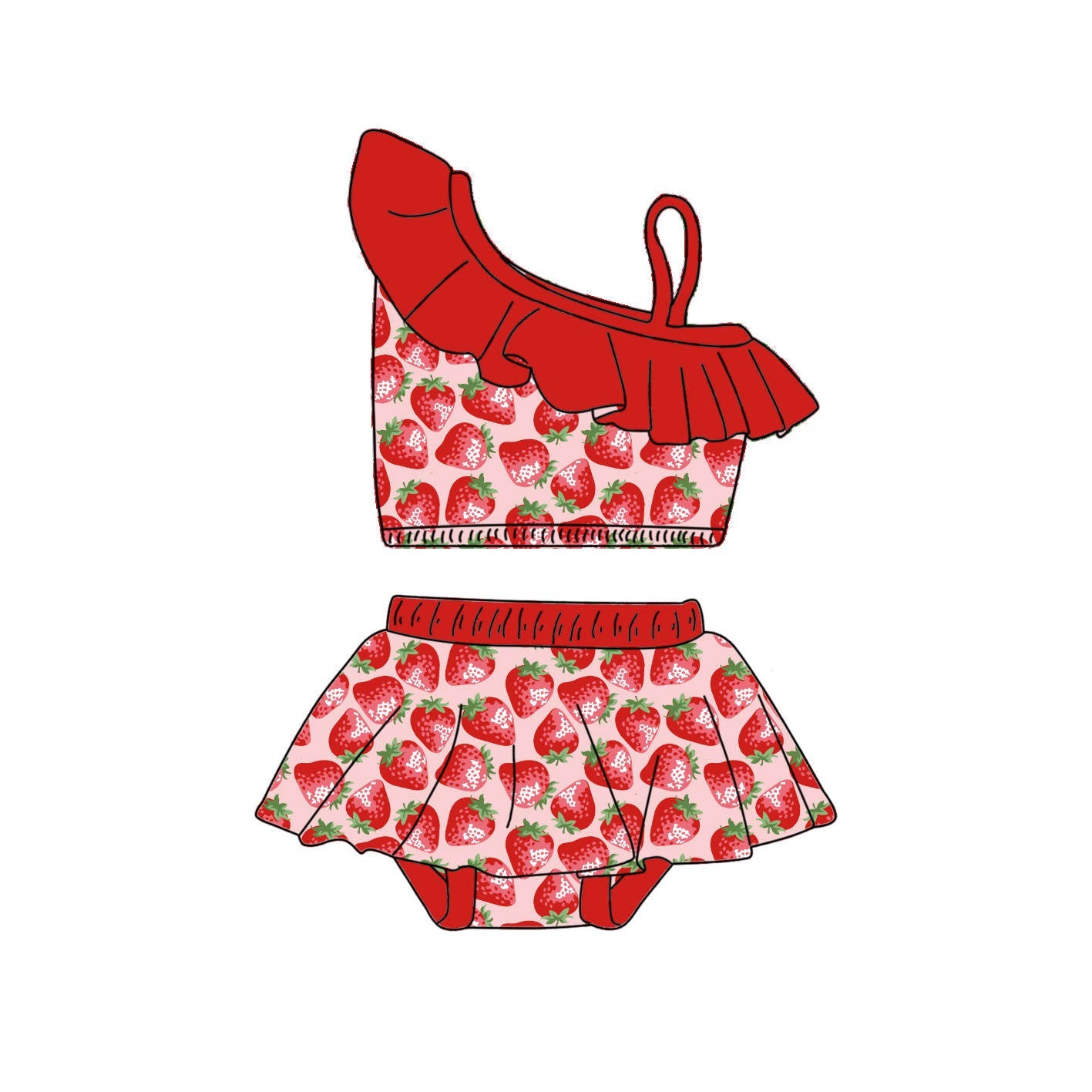Strawberry Sugar - 2 Piece bathing suit PRE-ORDER-Bathing suits-Elie’s Bows