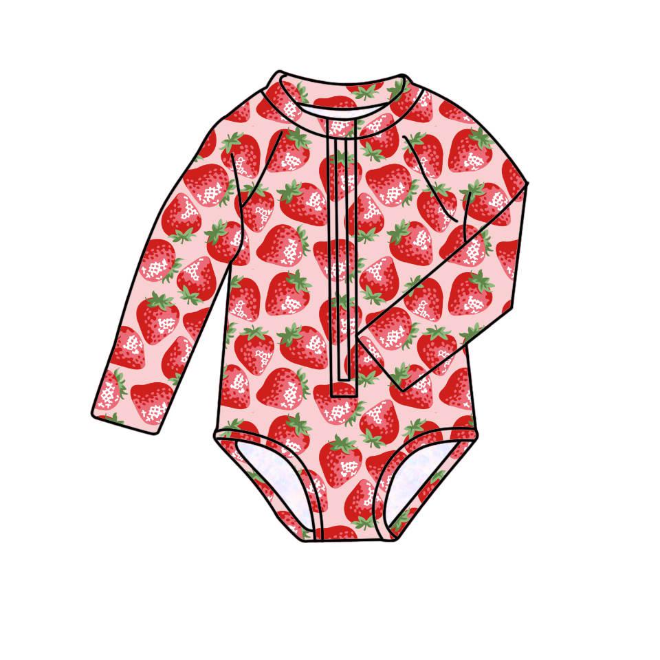 Strawberry Sugar - One Piece Long Sleeve Bathing Suit PRE-ORDER-Bathing suits-Elie’s Bows