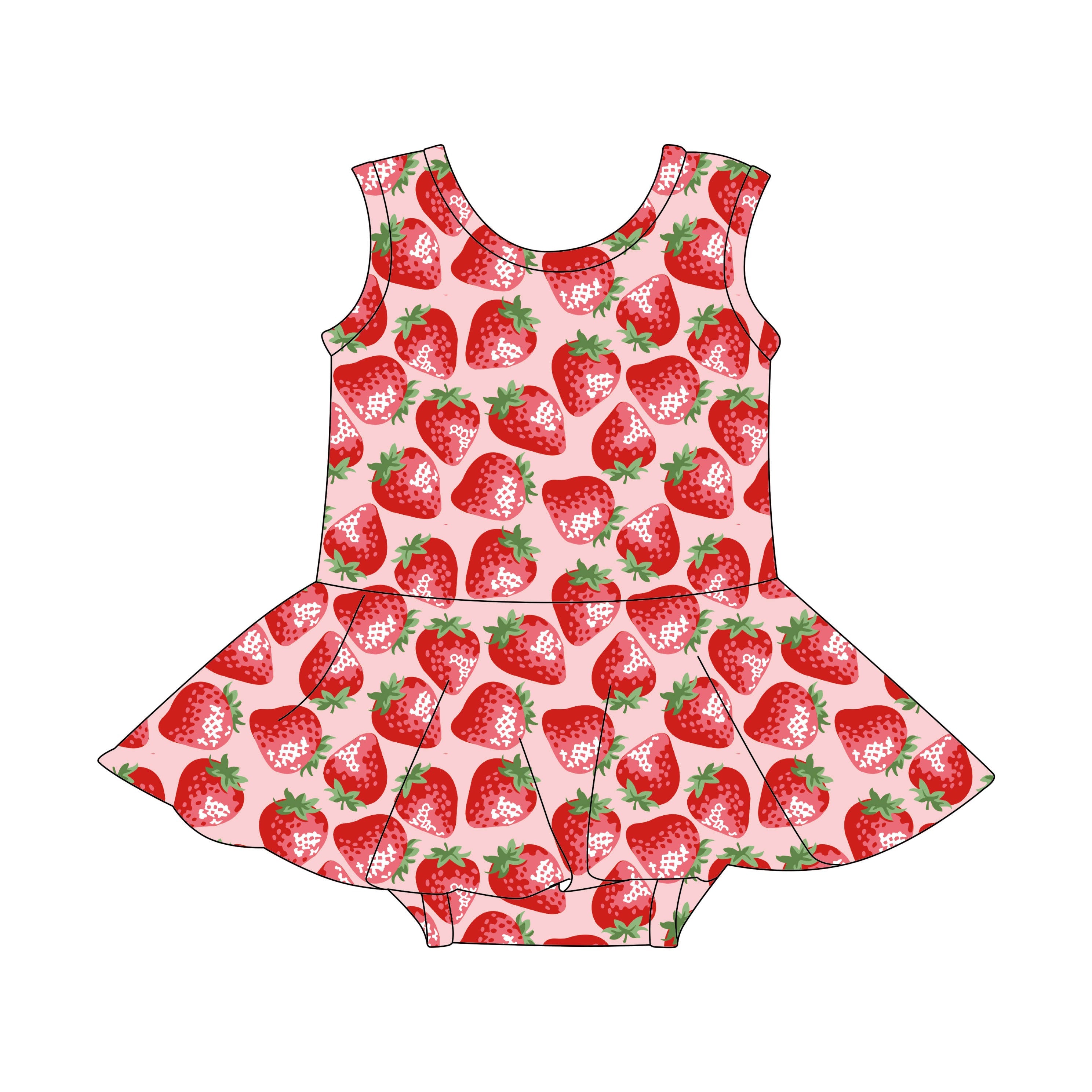 Strawberry Sugar - One Piece Skirt Bathing Suit PRE-ORDER-Bathing suits-Elie’s Bows