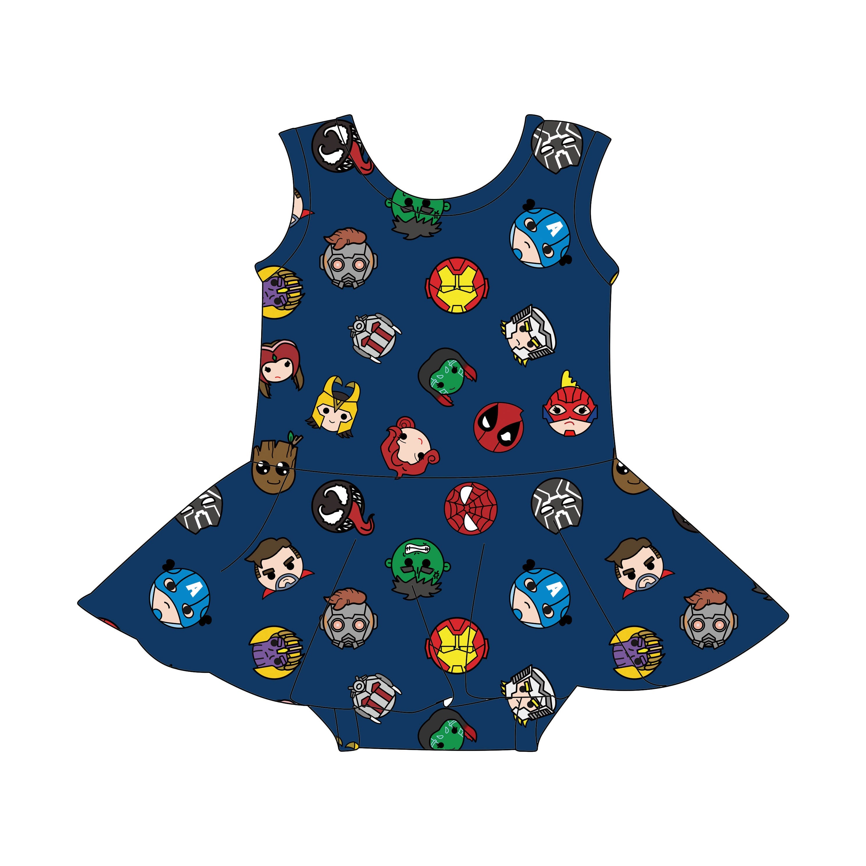 Super Hero - One Piece Skirt Bathing Suit PRE-ORDER-Bathing suits-Elie’s Bows