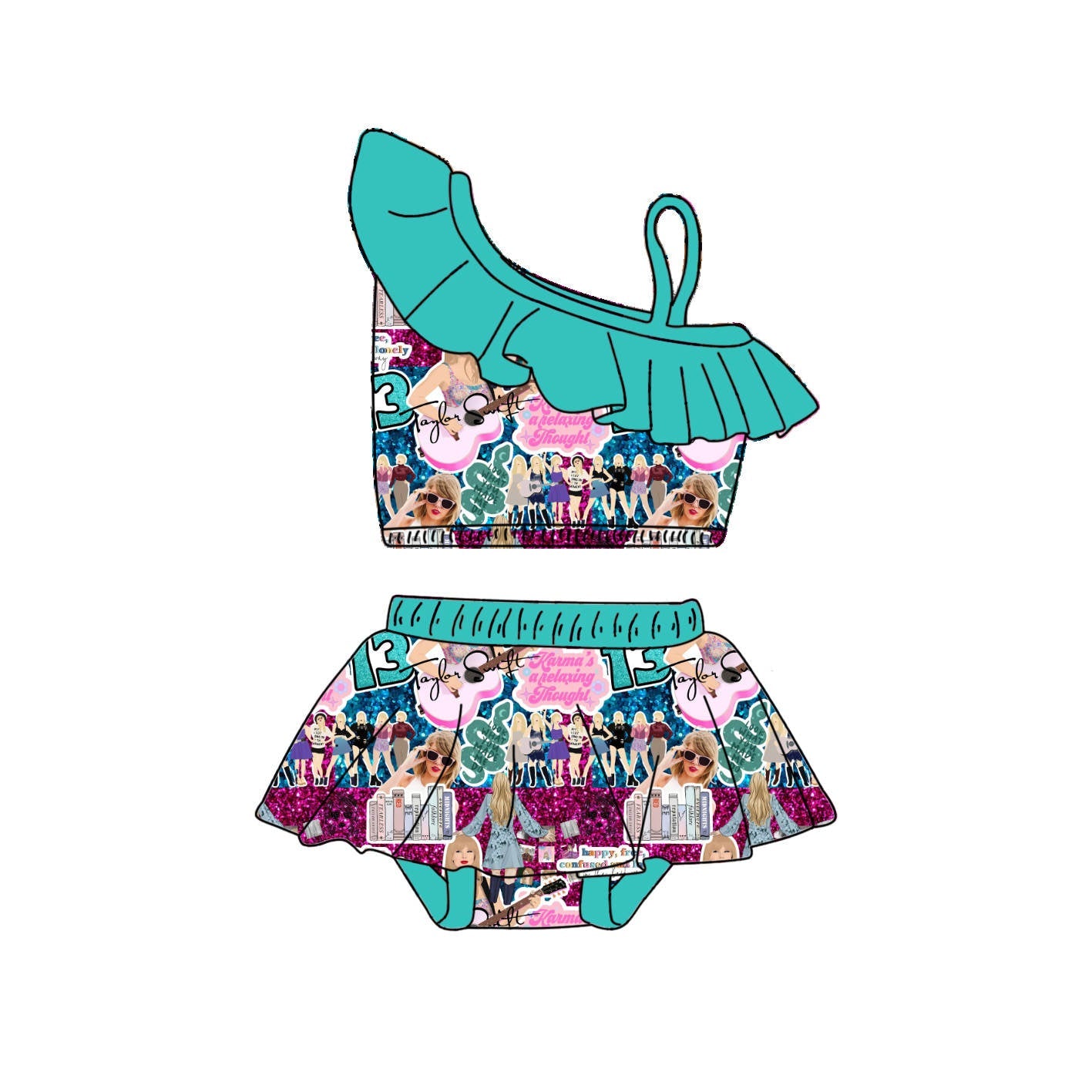 Swiftie - 2 Piece bathing suit PRE-ORDER-Bathing suits-Elie’s Bows
