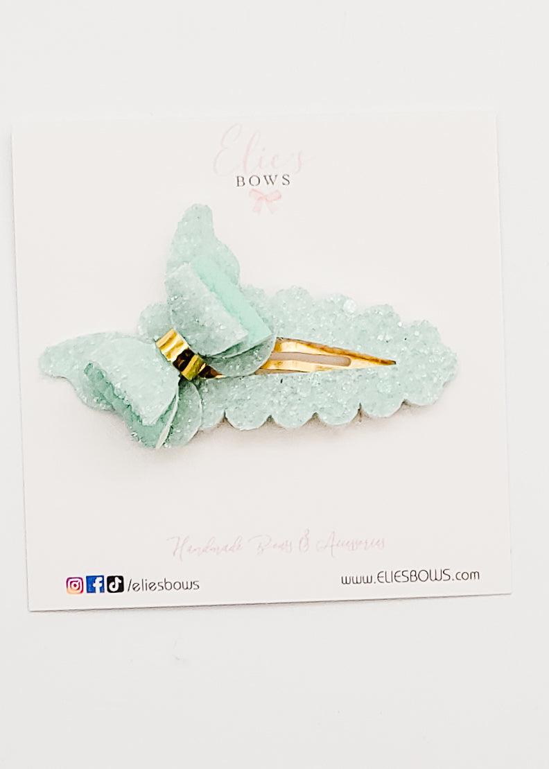 Teal Butterfly - Snap Clip - 2.5"-Snap Clips-Elie’s Bows