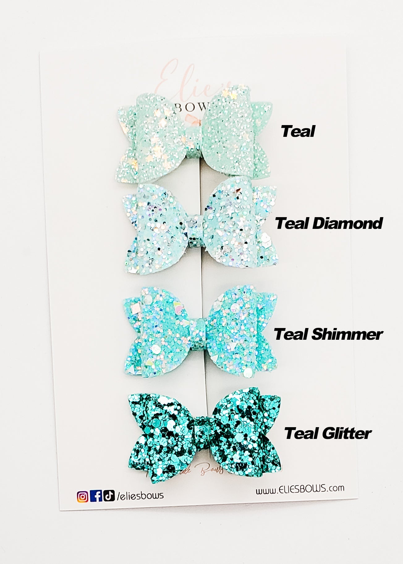 Teal Glitter Bows - 2"-Bows-Elie’s Bows