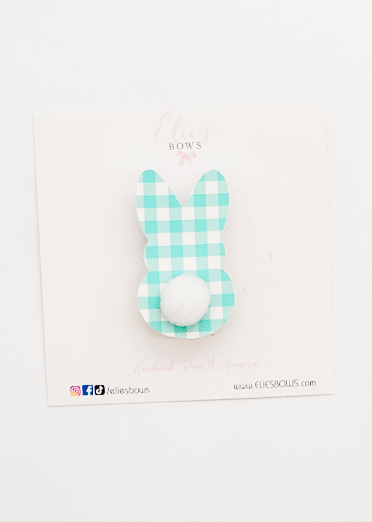 Teal Plaid Bum Bum Bunny - Bar Clip - 3cm-Snap Clips-Elie’s Bows