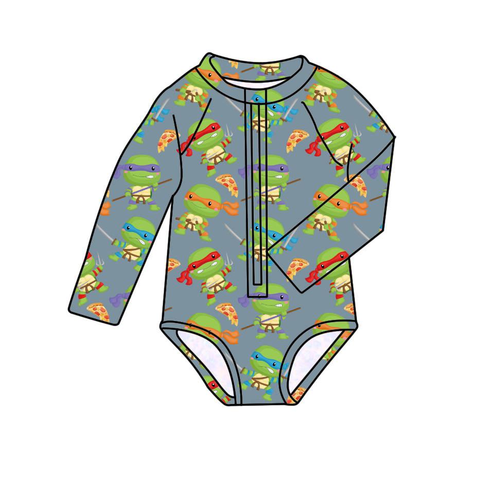 Turtle Power - One Piece Long Sleeve Bathing Suit PRE-ORDER-Bathing suits-Elie’s Bows
