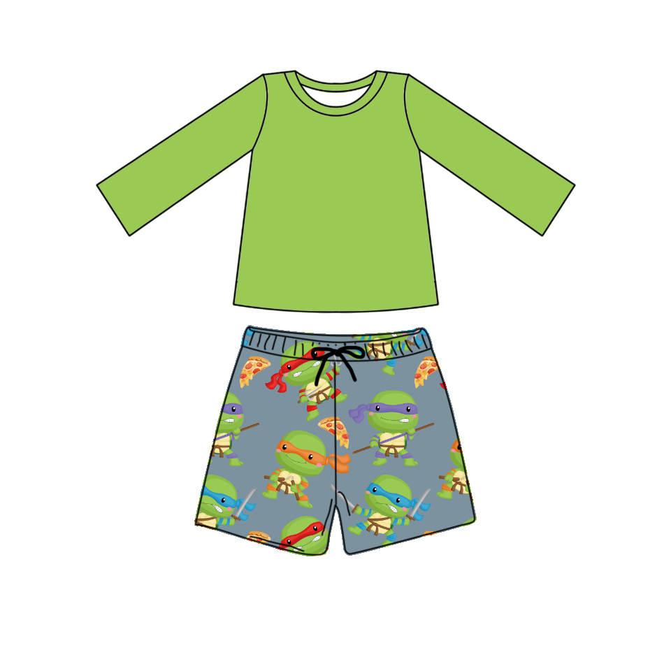 Turtle Power - Two Piece Boys Swim Suit PRE-ORDER-Bathing suits-Elie’s Bows
