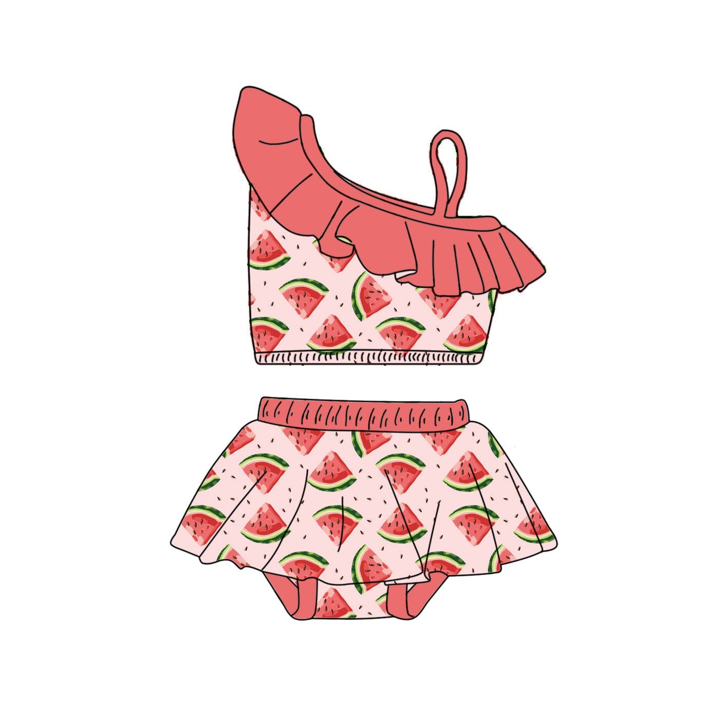 Watermelon - 2 Piece bathing suit PRE-ORDER-Bathing suits-Elie’s Bows