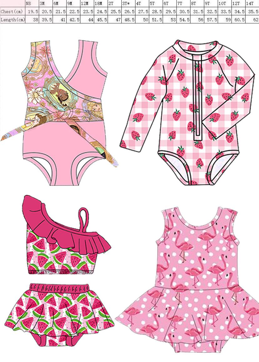 Watermelon Hearts - One Piece Long Sleeve Bathing Suit PRE-ORDER-Bathing suits-Elie’s Bows