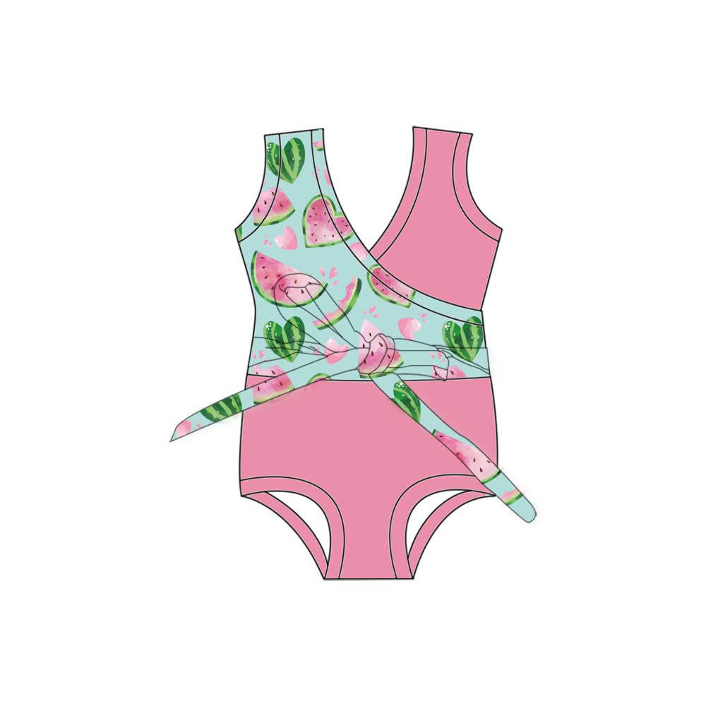 Watermelon Hearts - One Piece Twist Bathing Suit PRE-ORDER-Bathing suits-Elie’s Bows