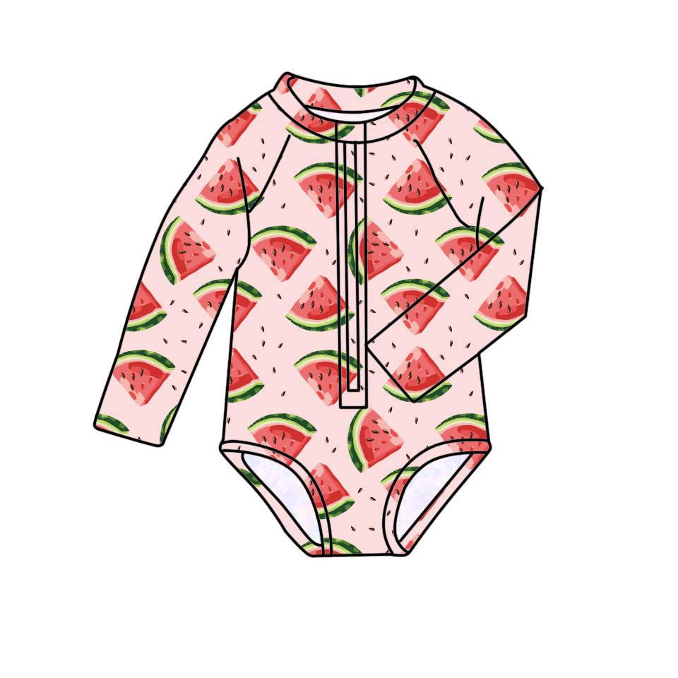 Watermelon - One Piece Long Sleeve Bathing Suit PRE-ORDER-Bathing suits-Elie’s Bows