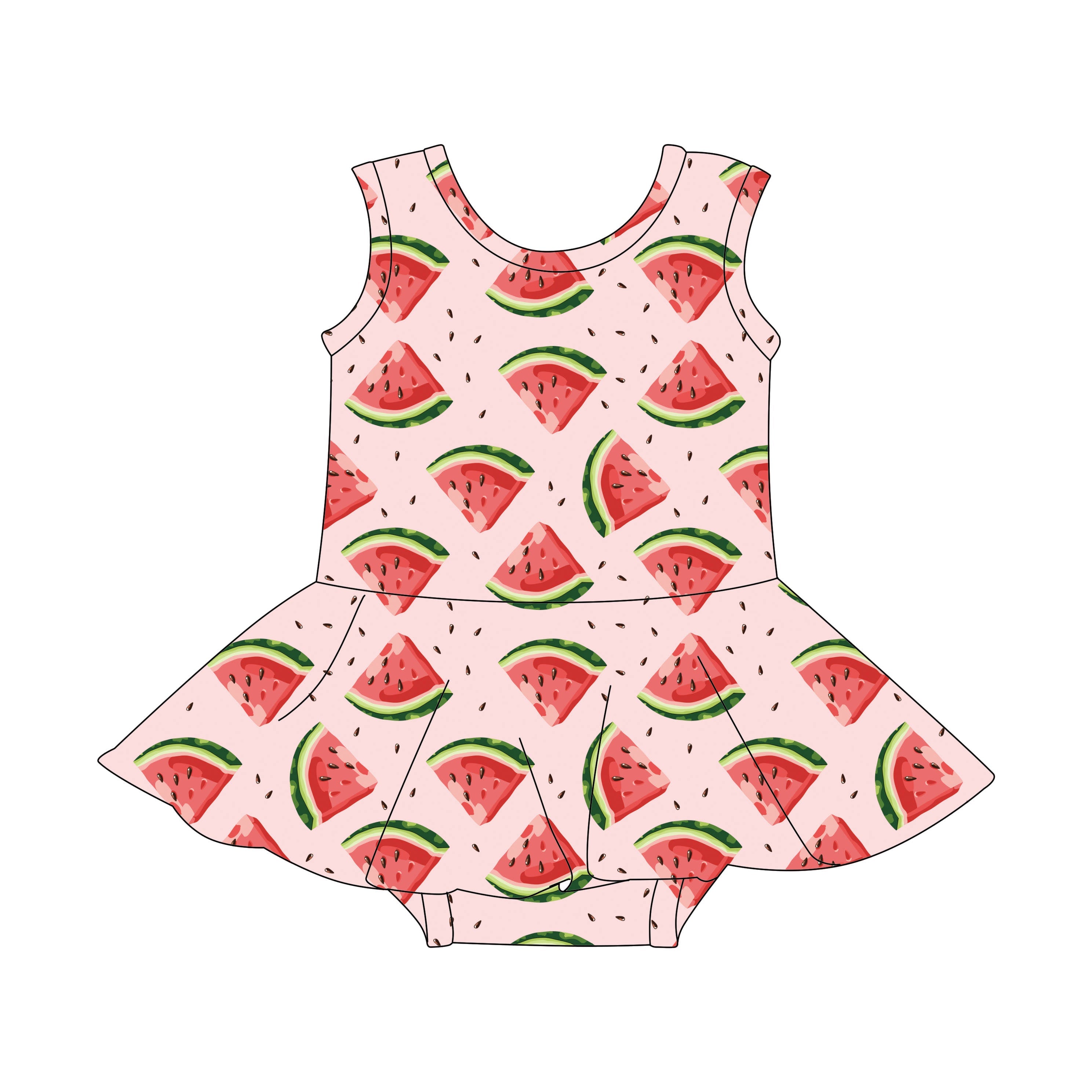 Watermelon - One Piece Skirt Bathing Suit PRE-ORDER-Bathing suits-Elie’s Bows