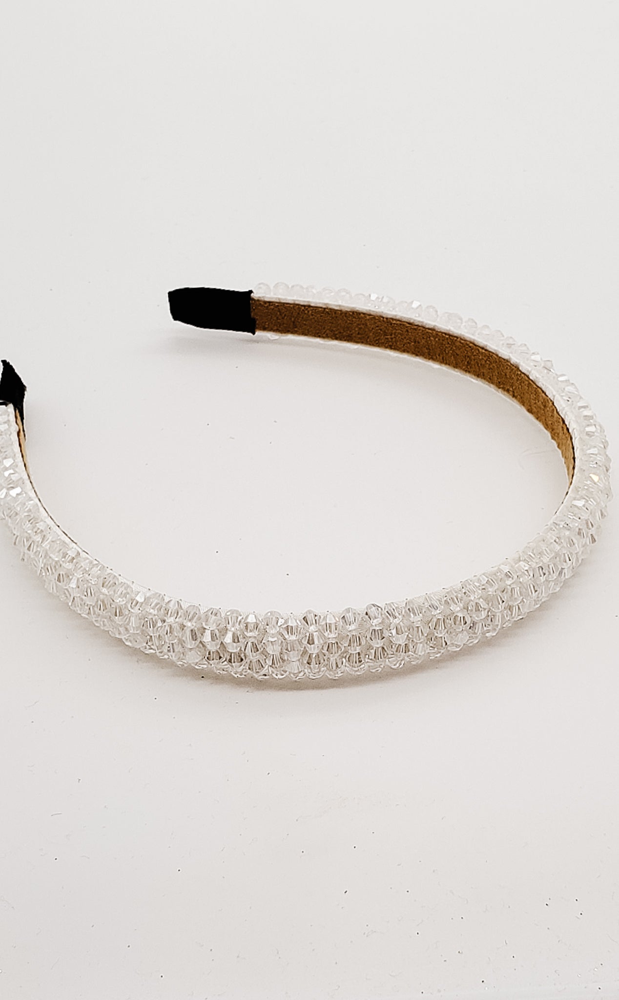 White Bead Crystal - Hard Headband-Headband-Elie’s Bows