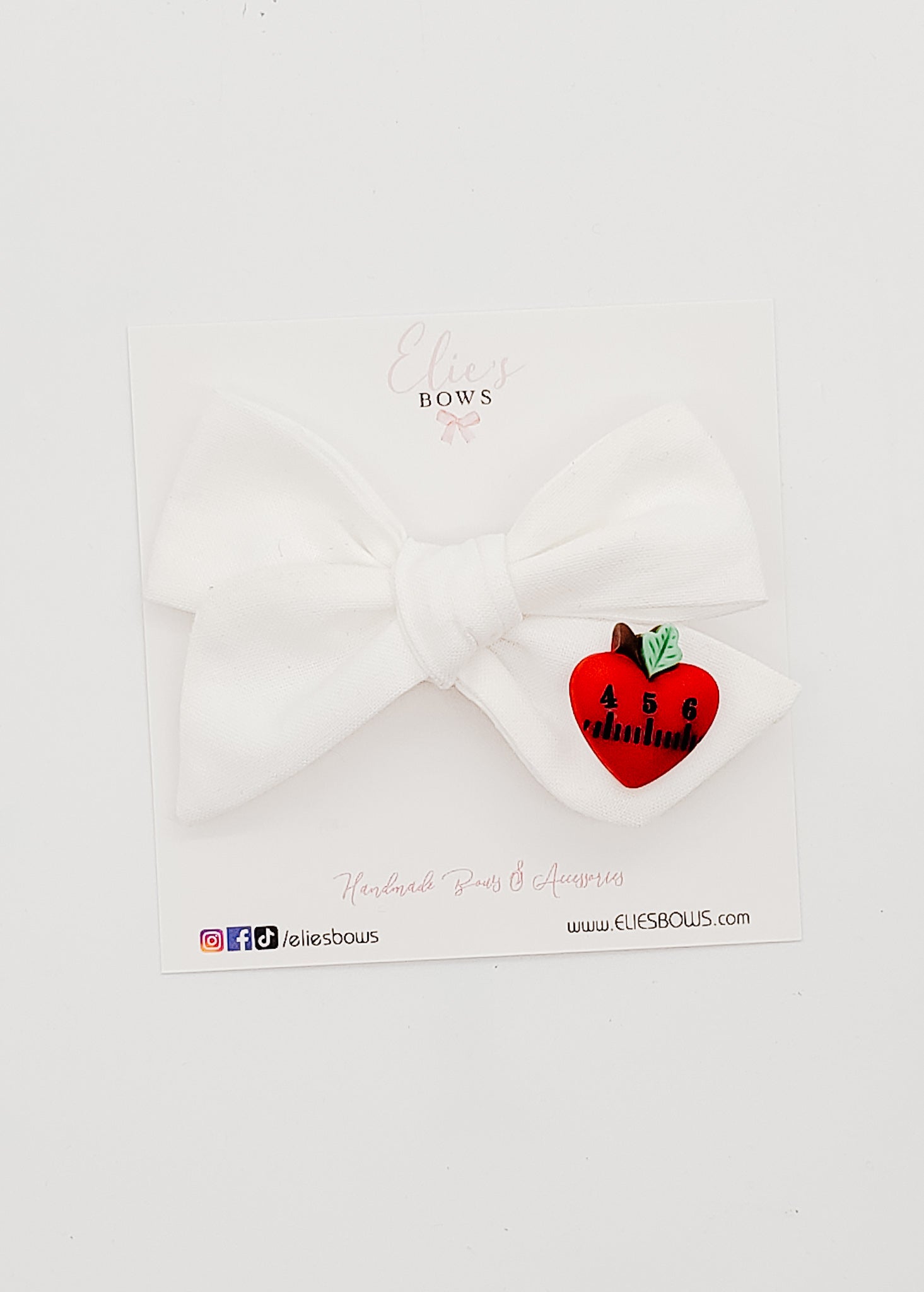 White BTS Mini Elie - Fabric Bow - 3.2"-Bows-Elie’s Bows