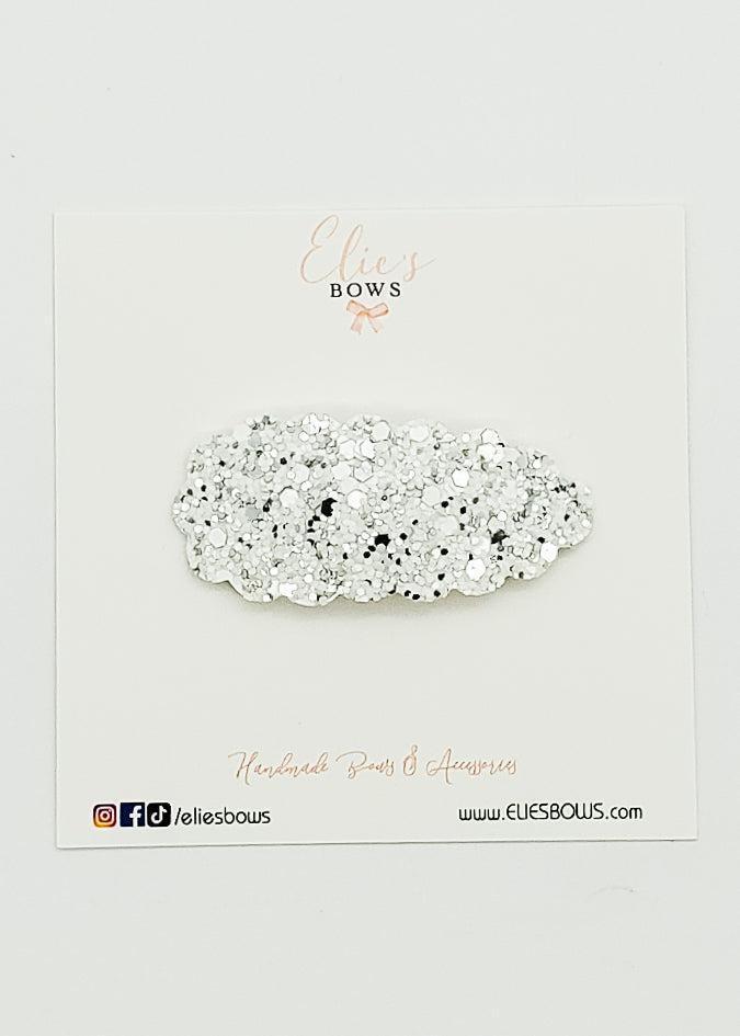White Glitter - Snap Clip - 2.5"-Snap Clips-Elie’s Bows