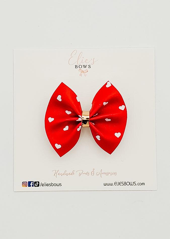 White Hearts - Pixie Bow - 2"-Bows-Elie’s Bows