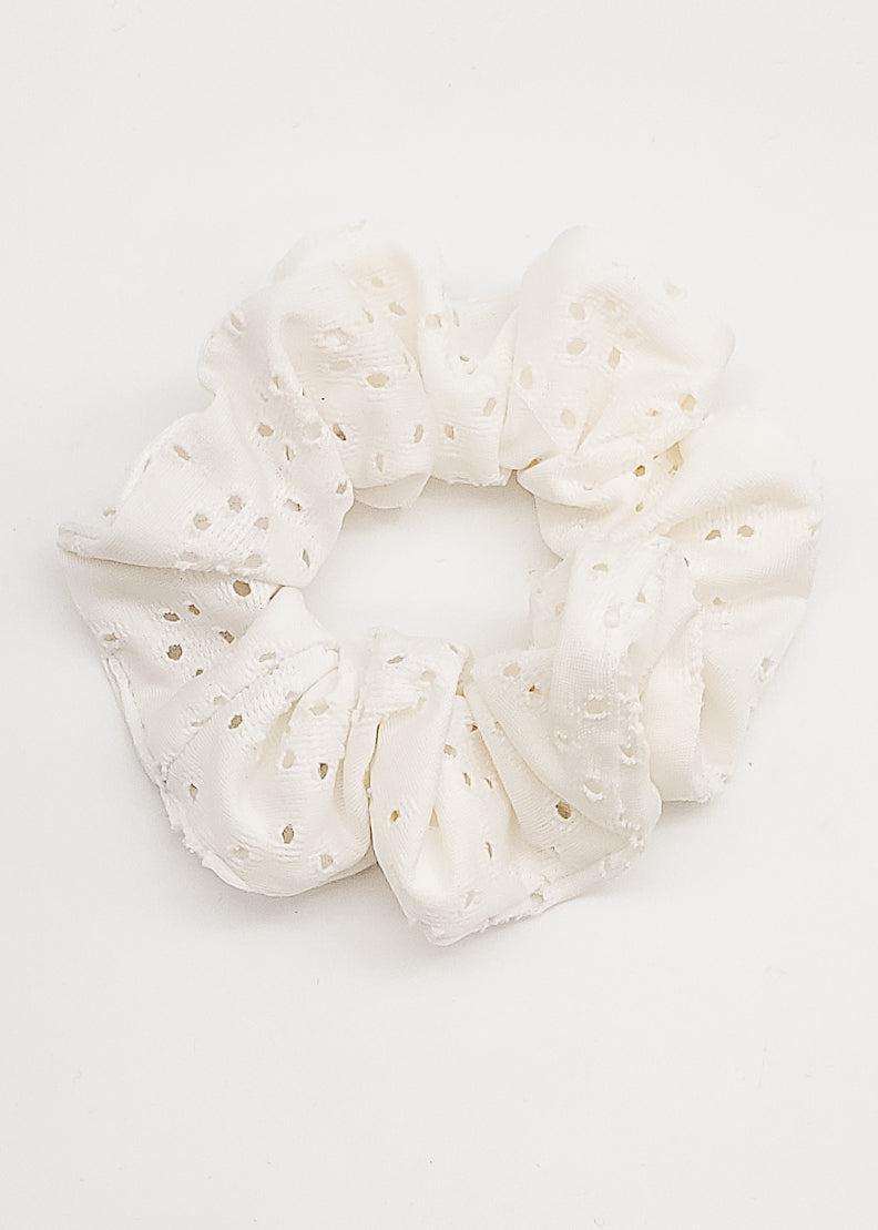 White - Medium Scrunchie-Scrunchie-Elie’s Bows