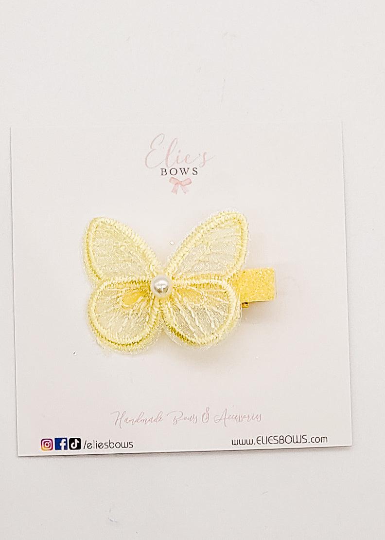 Yellow Butterfly - Bar Clip - 4cm-Snap Clips-Elie’s Bows