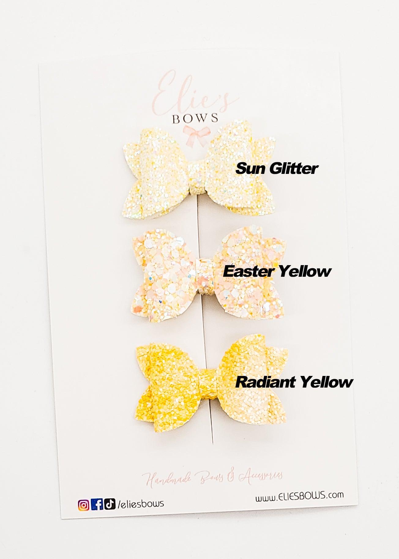 Yellow Glitter Bows - 2"-Bows-Elie’s Bows