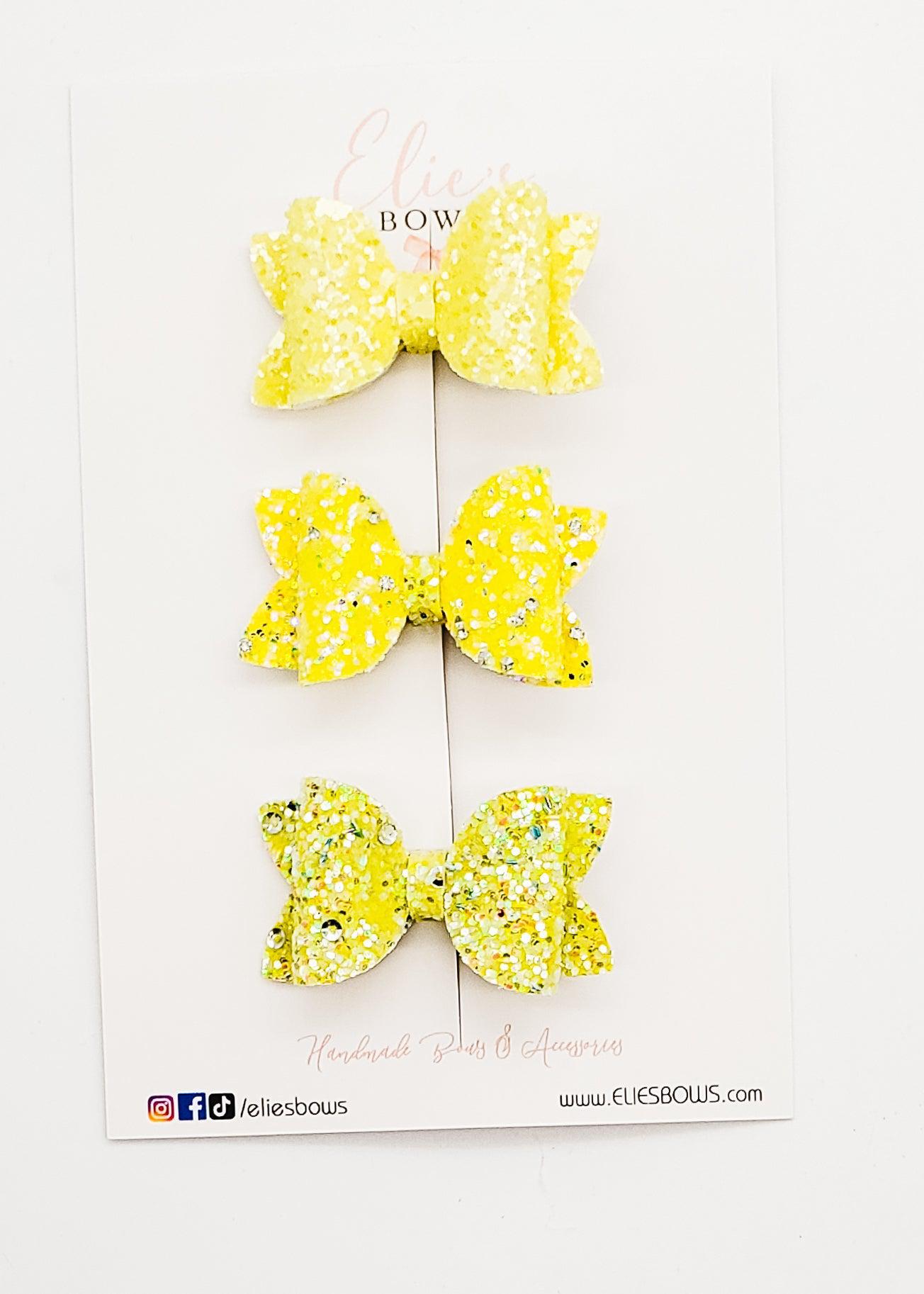 Yellow Glitter Bows - 2"-Bows-Elie’s Bows