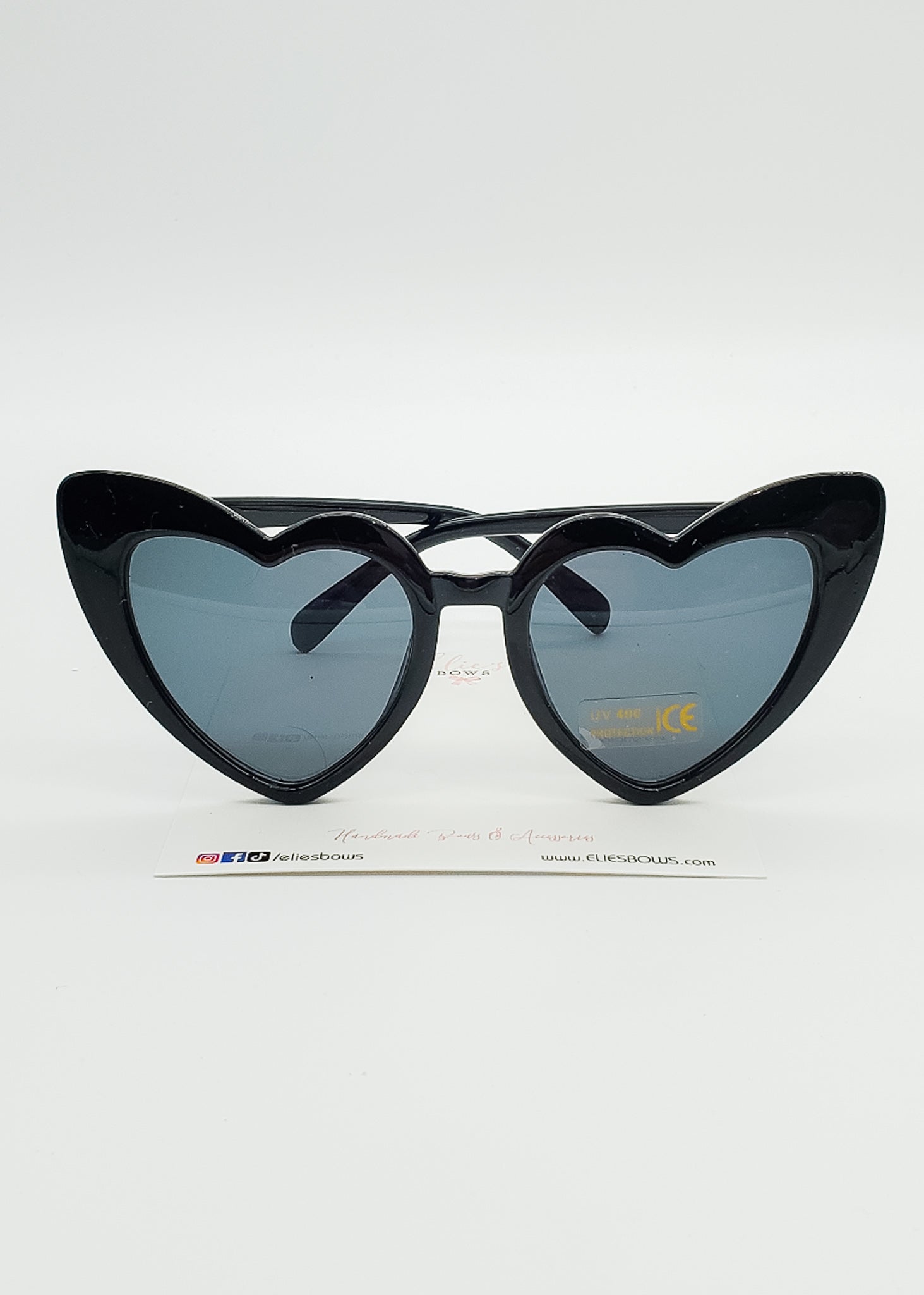 Black 60's style Hearts - Sunglasses-Sunglasses-Elie’s Bows