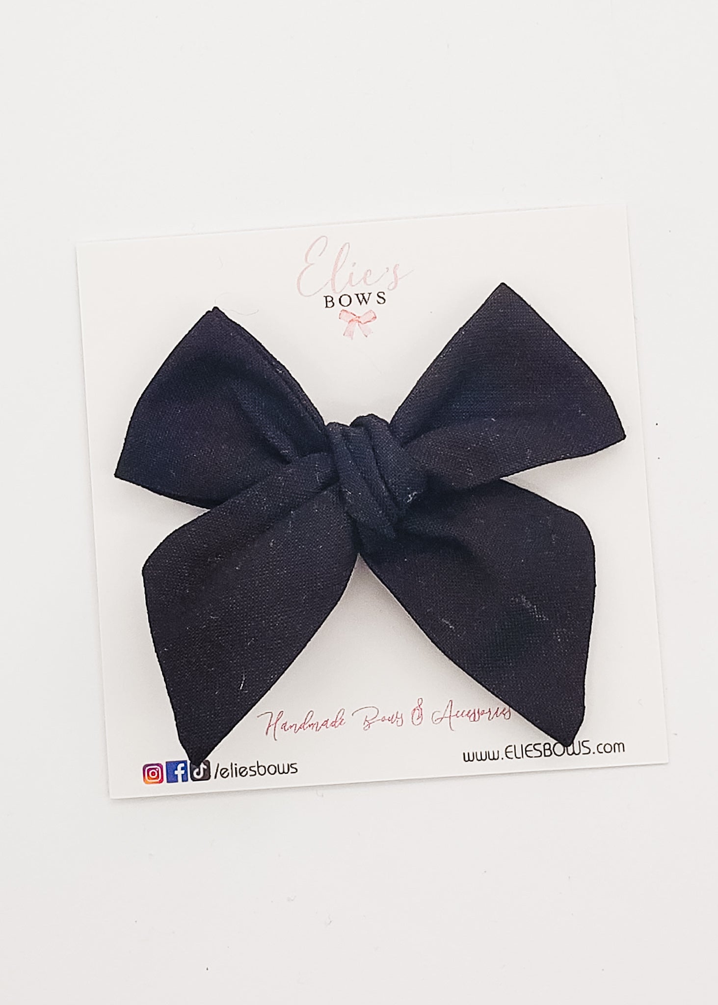 Black Mini Elie - Fabric Bow - 3.2"-Bows-Elie’s Bows