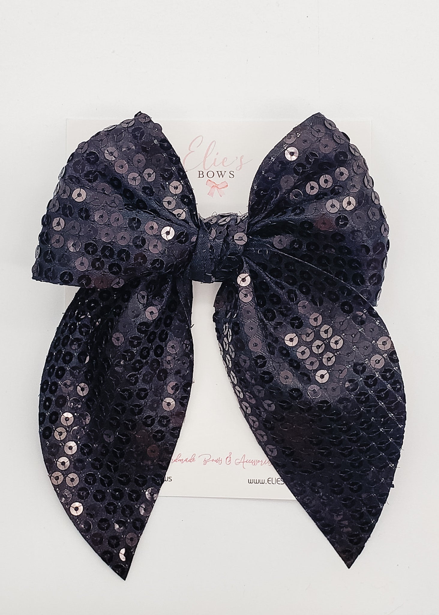 Black Sequence - Charlotte Bow - 5"-Charlotte-Elie’s Bows
