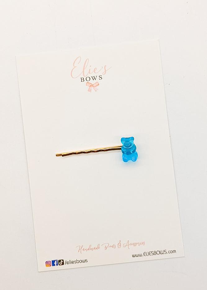 Blue Gummy Bobby Pin - 2.5"-Bobby Pins-Elie’s Bows