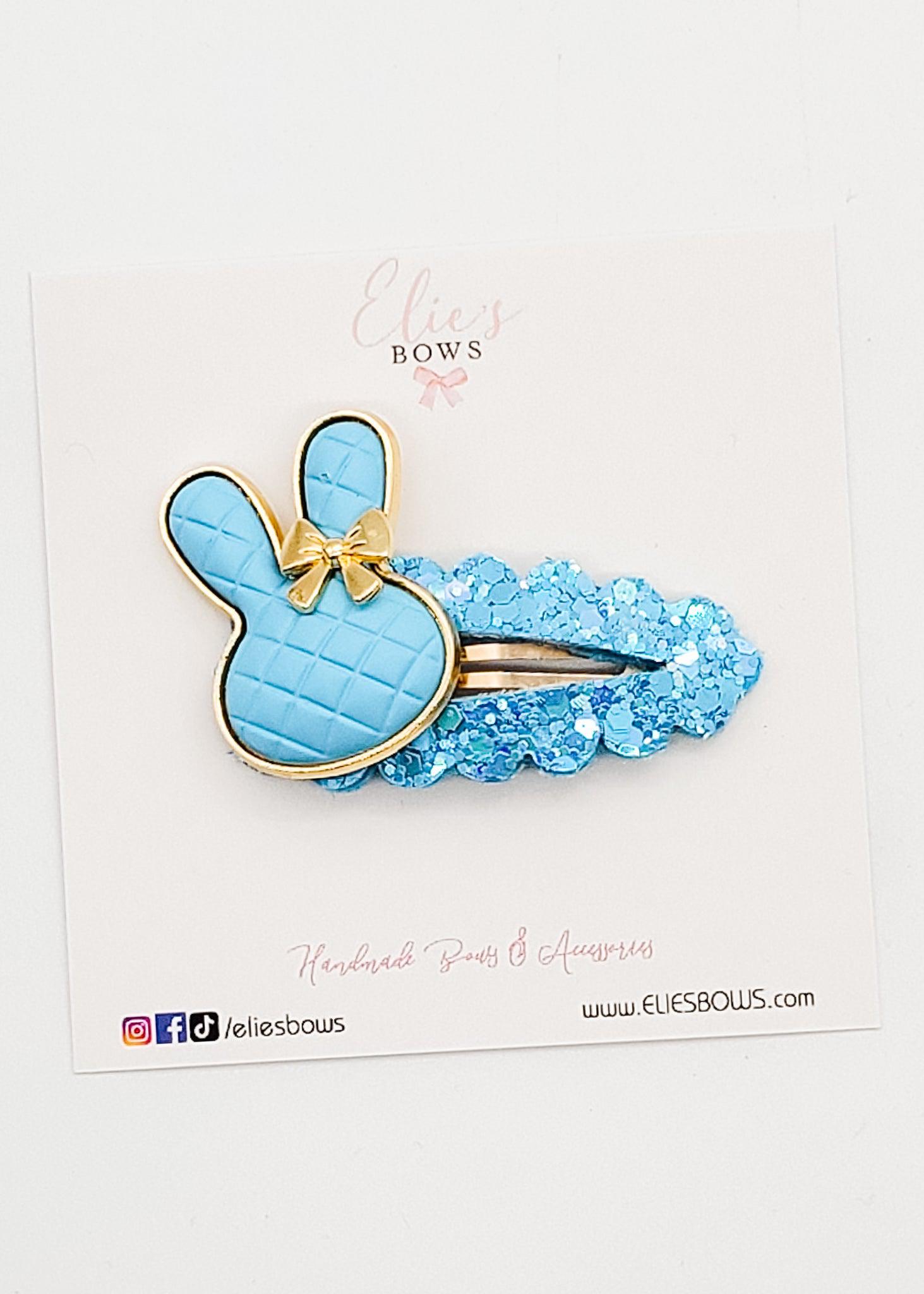 Bunny Hop Blue - Snap Clips - 2.5"-Snap Clips-Elie’s Bows