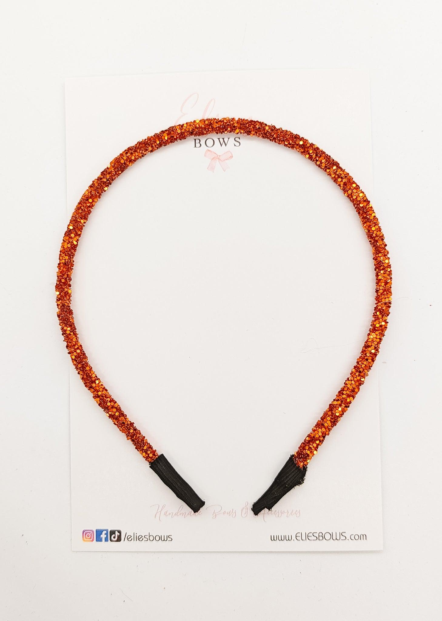 Burnt Orange - Glitter hard headband-Hard Headbands-Elie’s Bows
