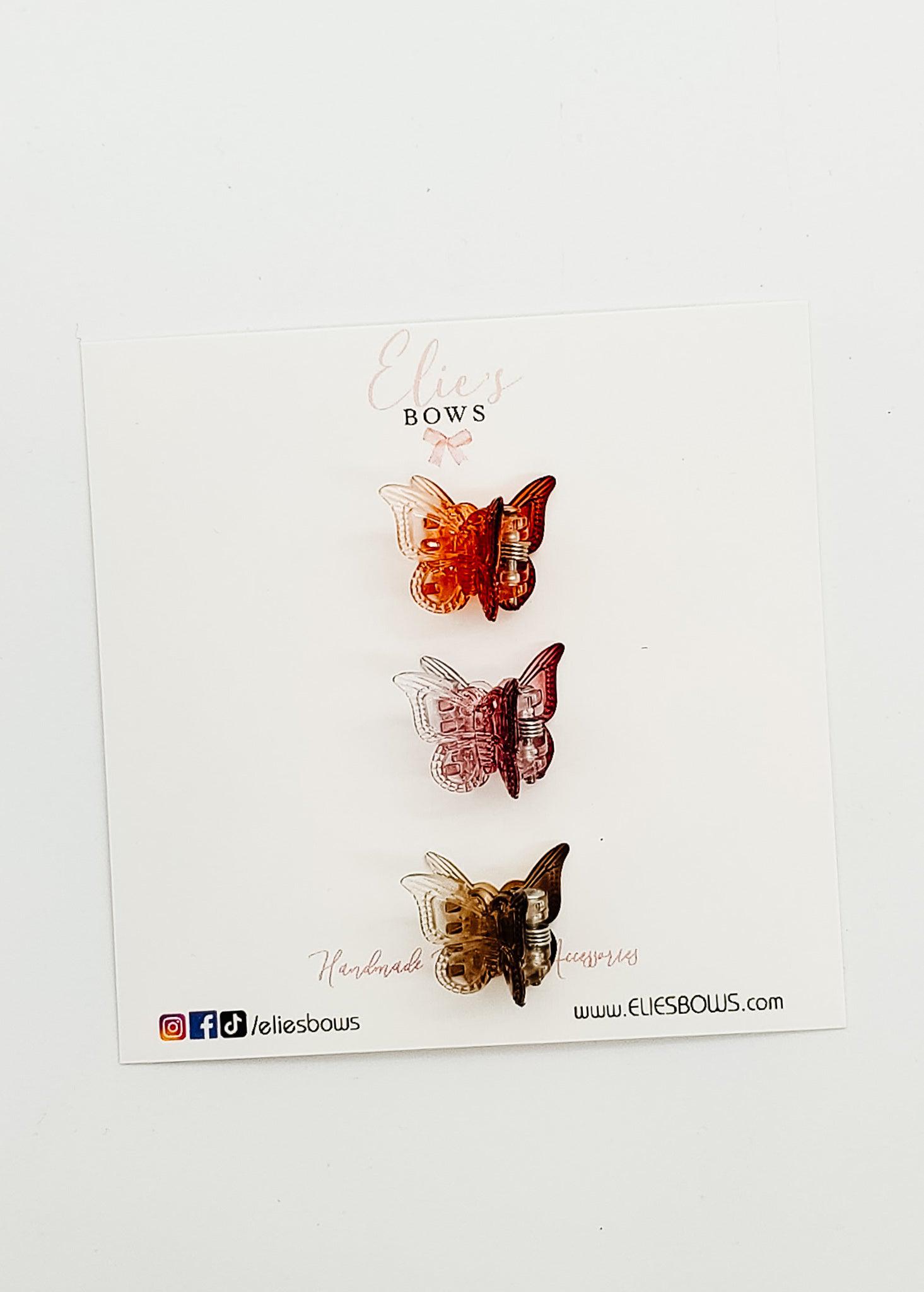 Butterfly Fall Clip Set (Set of 3) - 0.8"-Snap Clips-Elie’s Bows