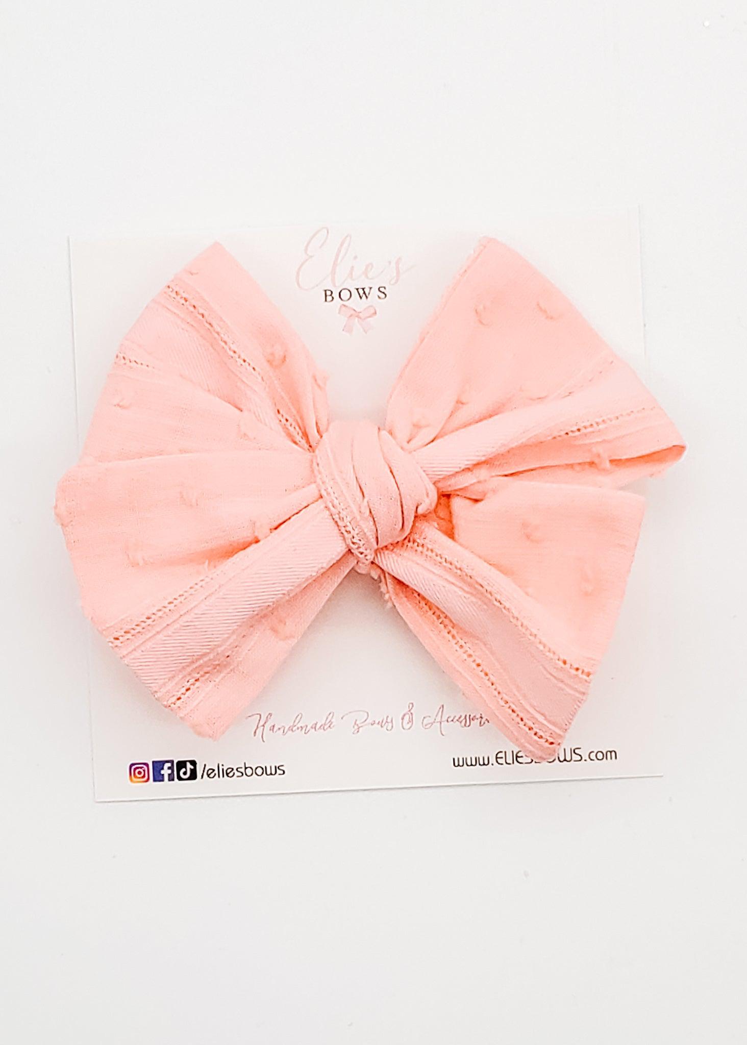 Coral Poplin - Fabric Bow - 3.2"-Bows-Elie’s Bows