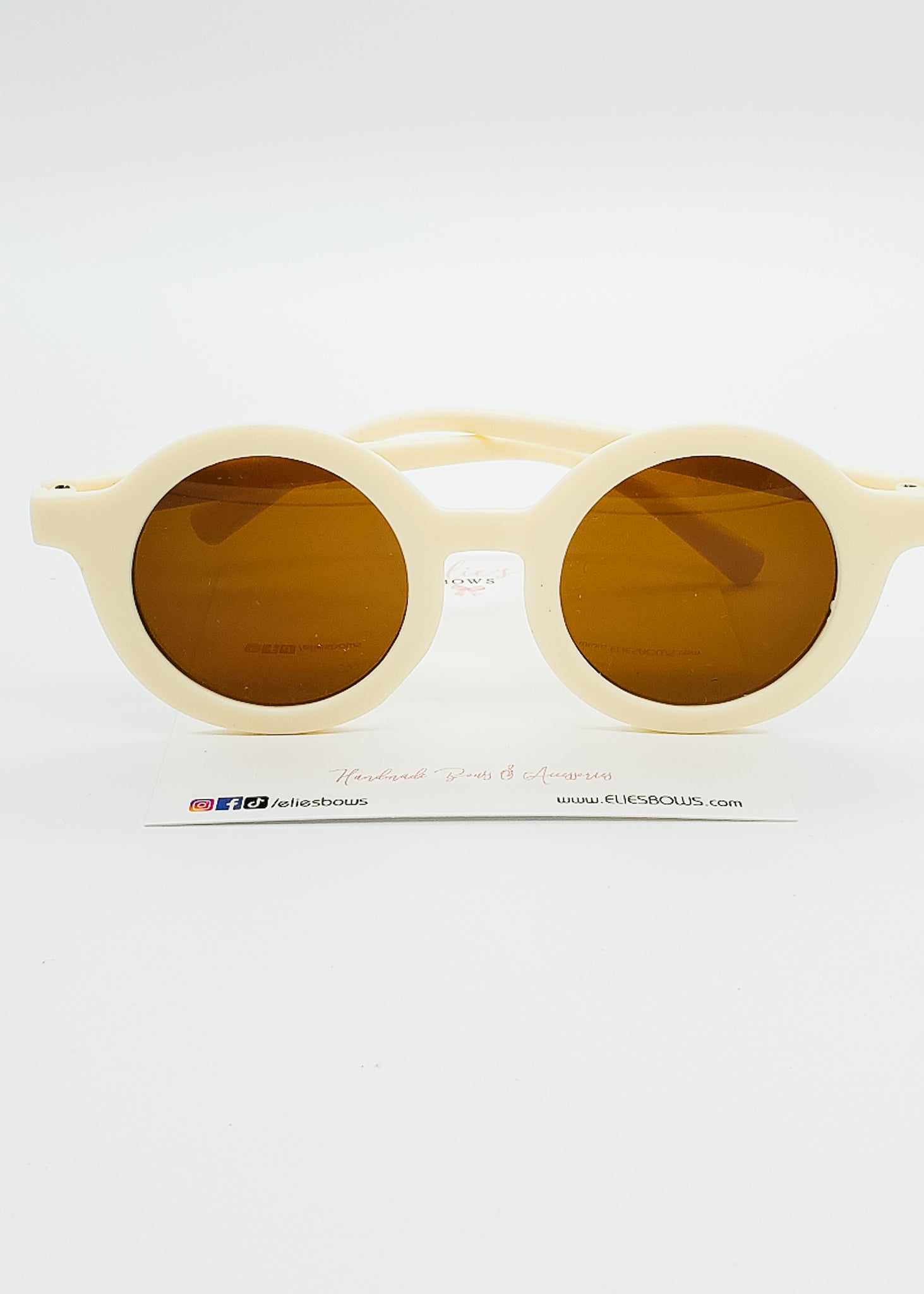 Cream Unisex Round - Sunglasses-Sunglasses-Elie’s Bows