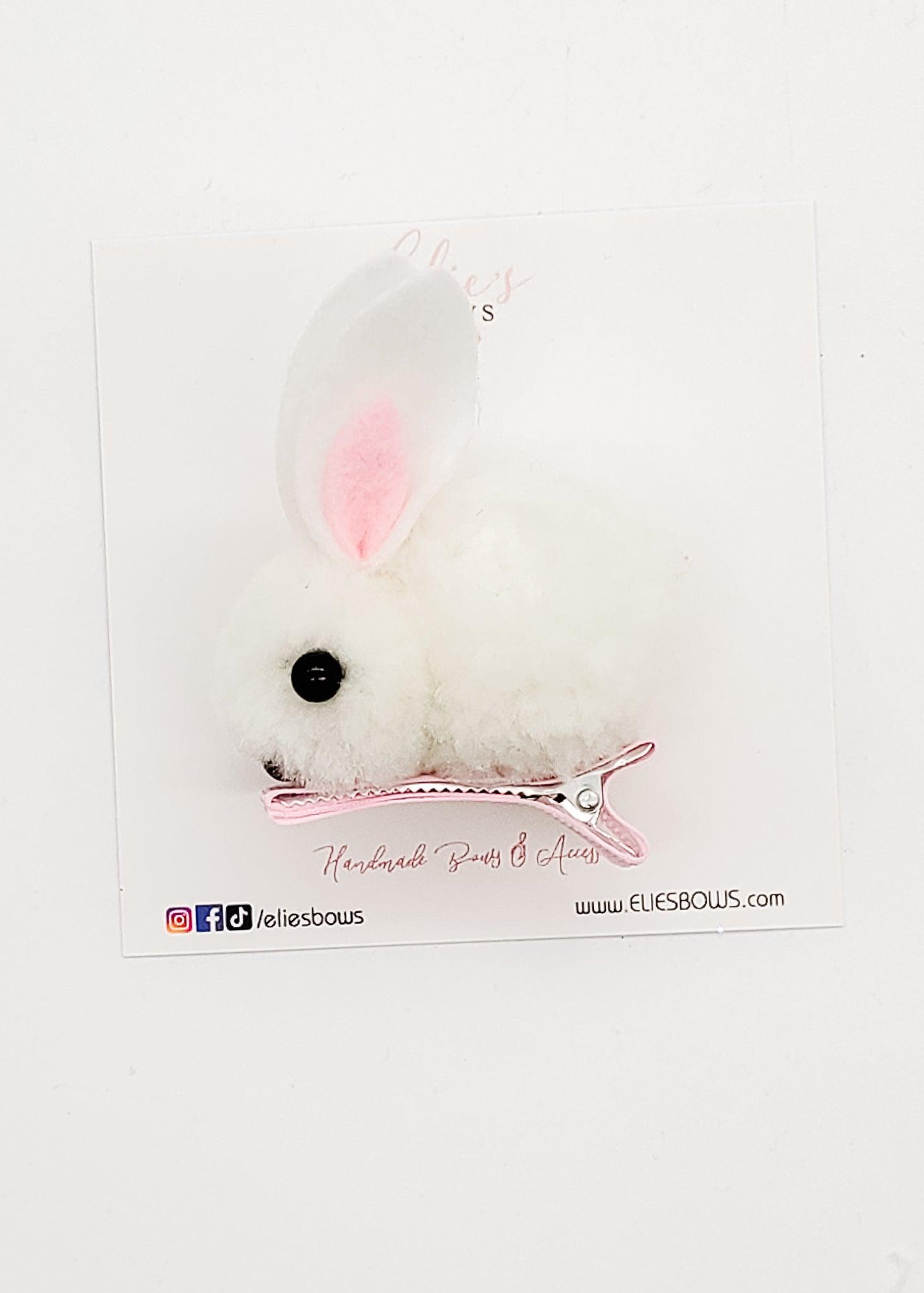 Cutest White Bunny - Clip - 2"-Snap Clips-Elie’s Bows