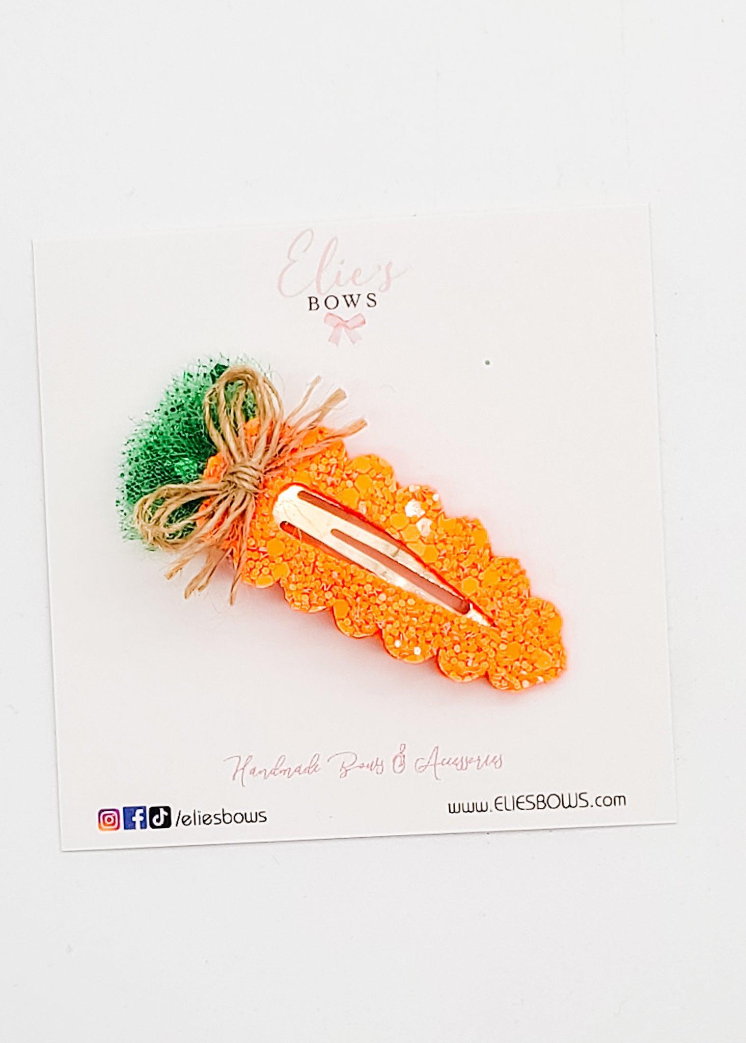 Famous Carrot Glitter - Snap Clips - 2.2"-Snap Clips-Elie’s Bows