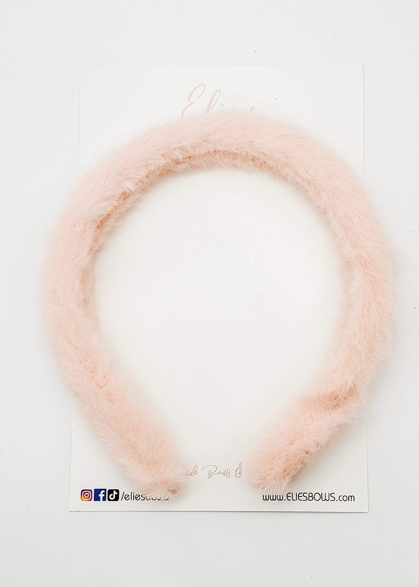 Furry Baby Pink Hard Headband-Hard Headbands-Elie’s Bows
