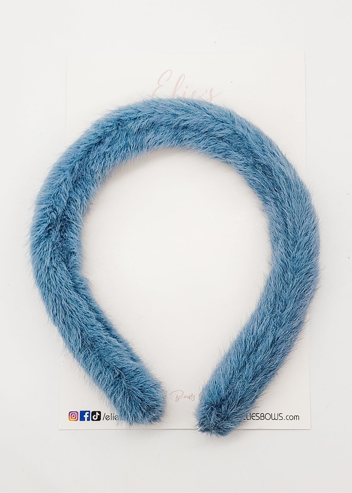 Furry Blue Hard Headband-Hard Headbands-Elie’s Bows