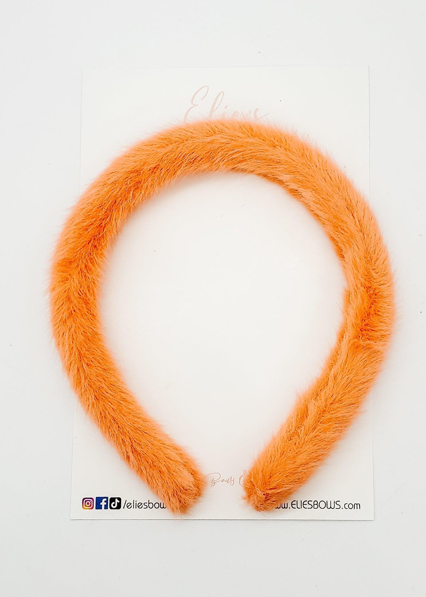 Furry Orange Hard Headband-Hard Headbands-Elie’s Bows