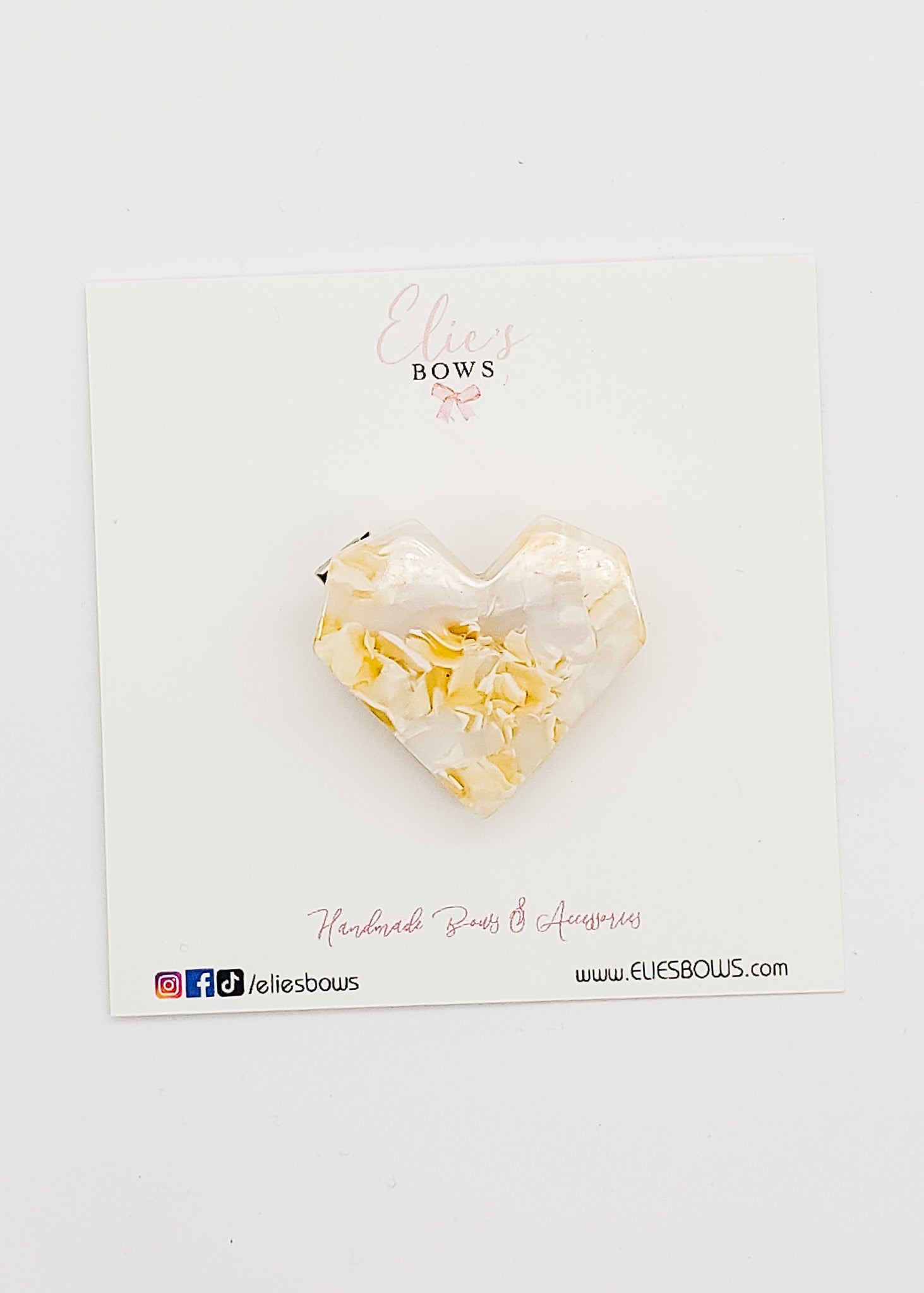 Gold Acrylic Heart - Bar Clip - 1.2"-Snap Clips-Elie’s Bows