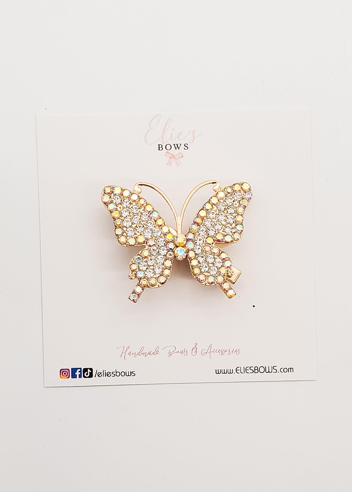 Gold Butterfly - Bar Clip - 2"-Snap Clips-Elie’s Bows
