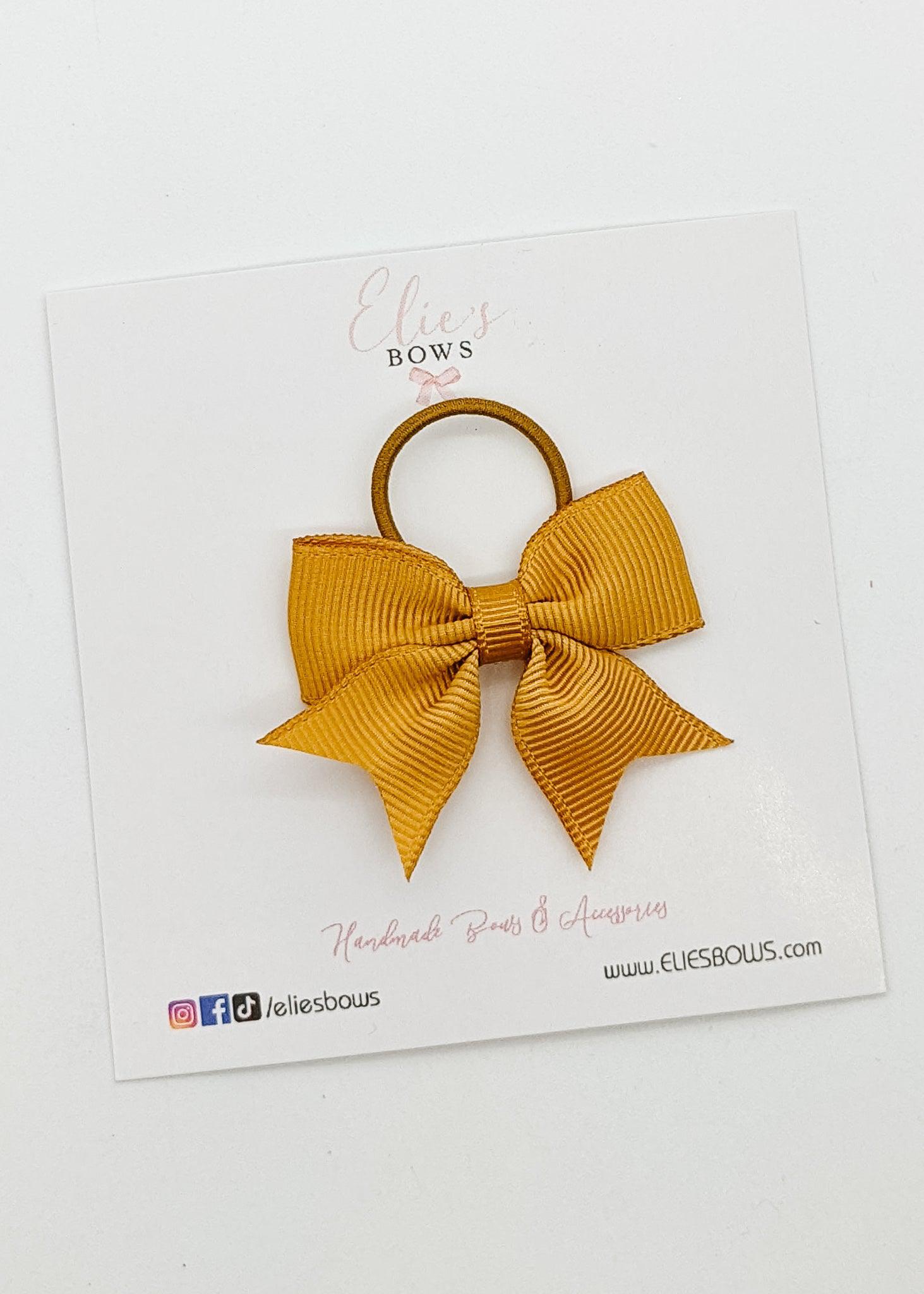 Gold Ribbon Bow - Hair Elastic-Hair Elastics-Elie’s Bows