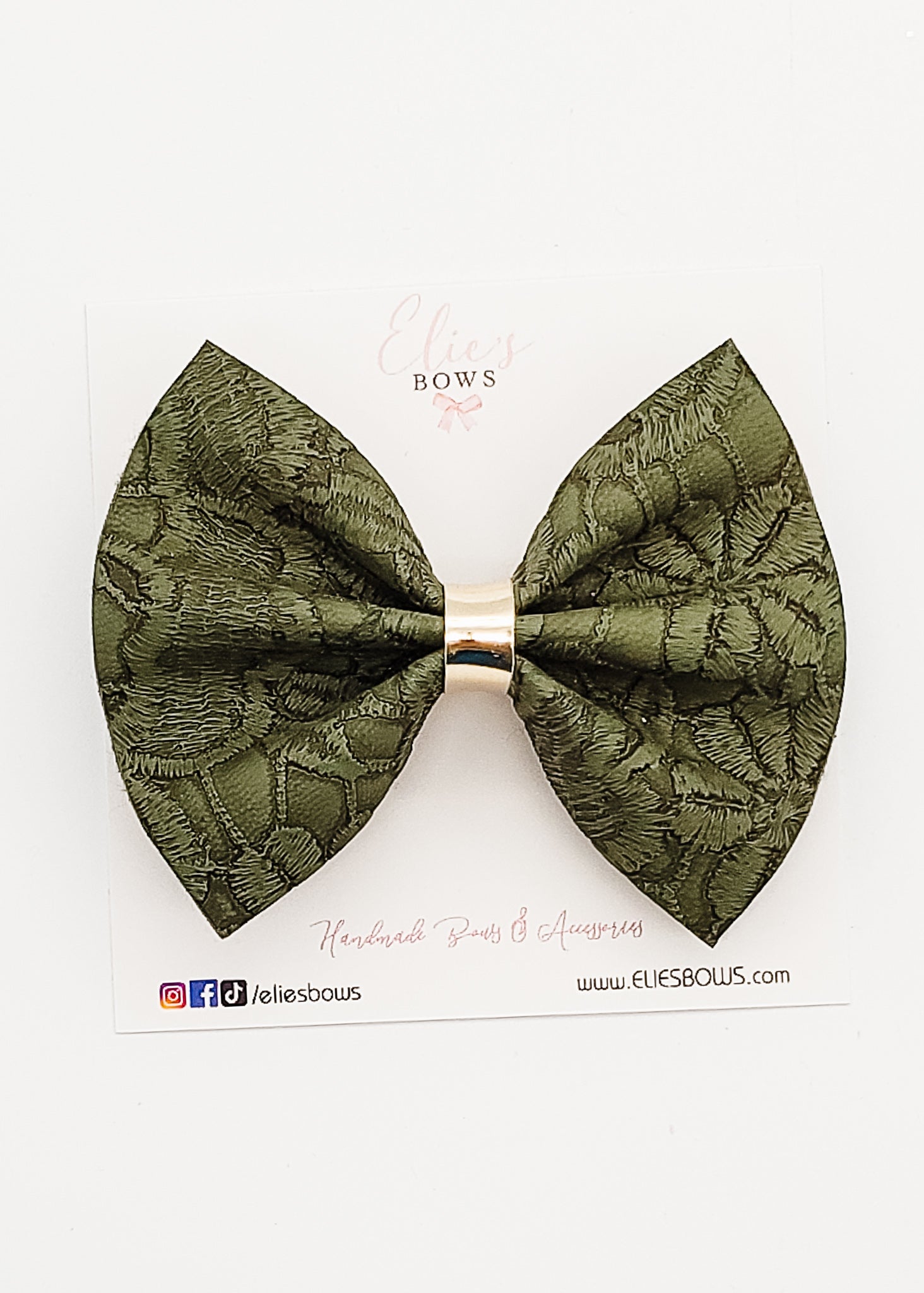 Green Embossed - 3.5"-Bows-Elie’s Bows