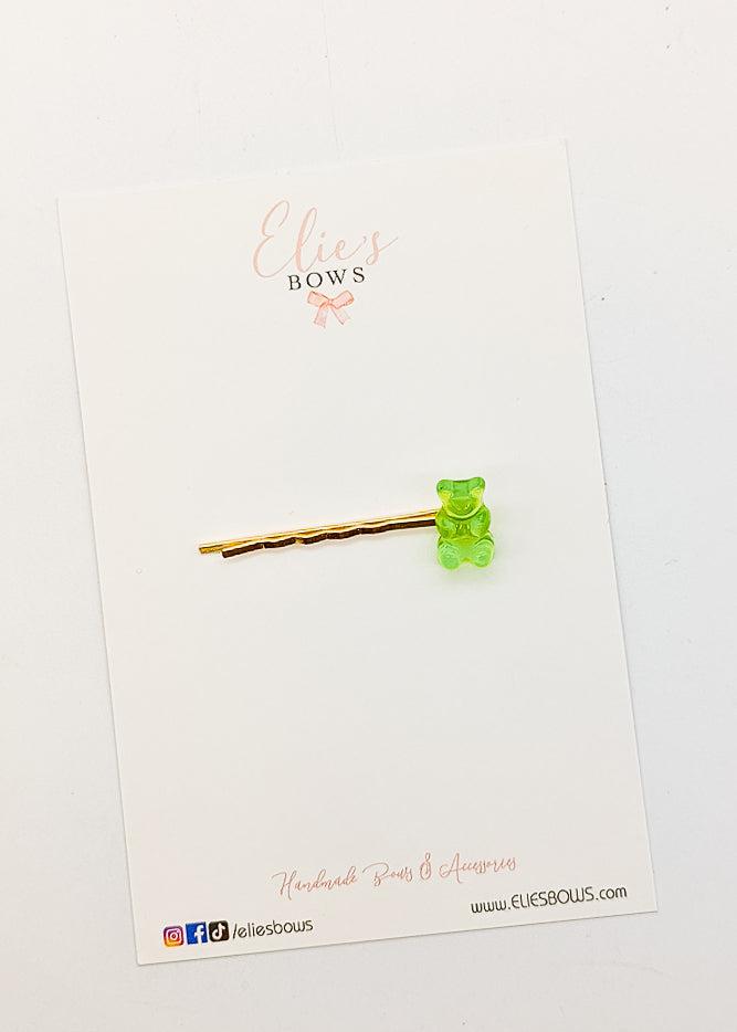Green Gummy Bobby Pin - 2.5"-Bobby Pins-Elie’s Bows