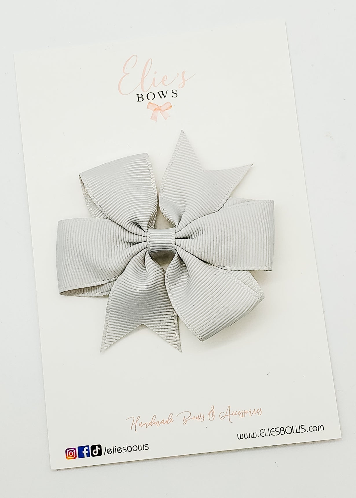 Grey Ribbon Celebration Bow - 3.5"-Bows-Elie’s Bows