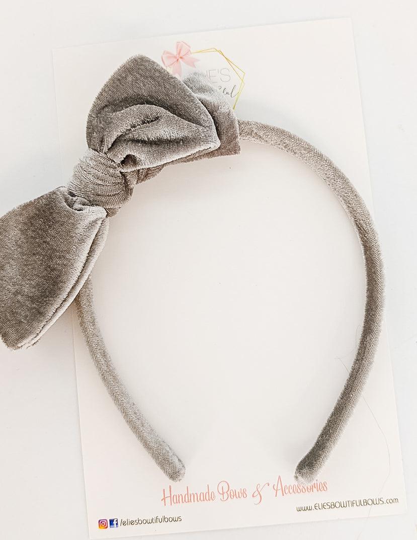 Grey Velvet- Layla headband-Layla-Elie’s Bows