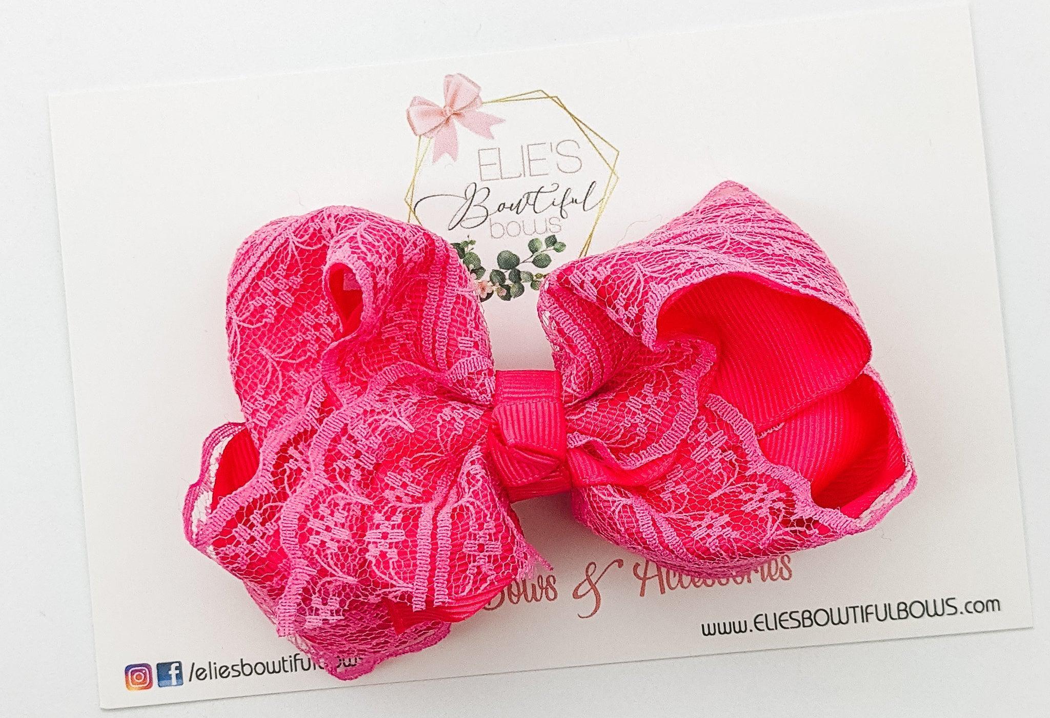 Mini Lace Cheer Bow -4"-Bows-Elie’s Bows